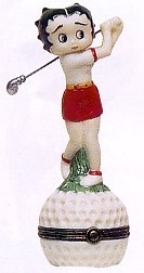 Betty Boop Golfer Porcelain Clasp Box