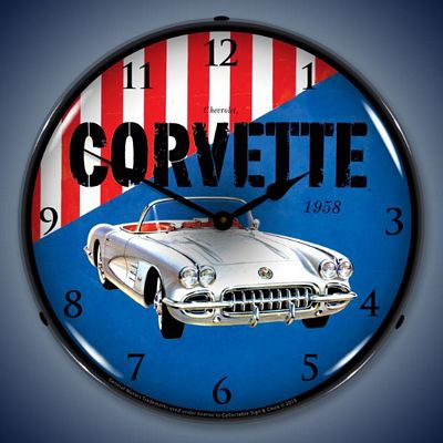 1958 Corvette Lighted Wall Clock