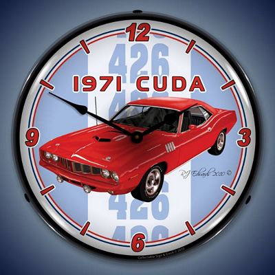 1971 Hemi Cuda Lighted Wall Clock