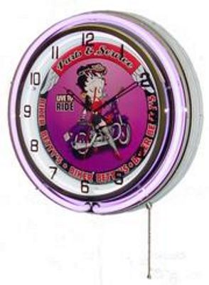 Betty Boop Biker Double Neon Wall Clock