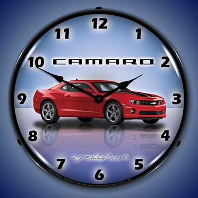 Camaro G5 Red Jewel Lighted Wall Clock