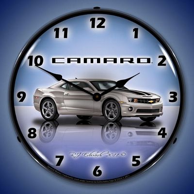 Camaro G5 Silver Ice Lighted Wall Clock