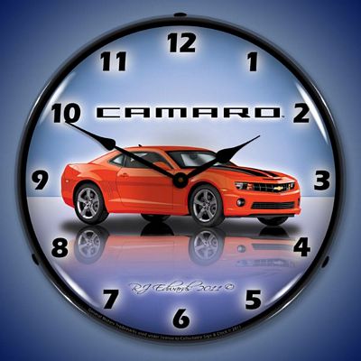Camaro SS G5 Orange Lighted Wall Clock