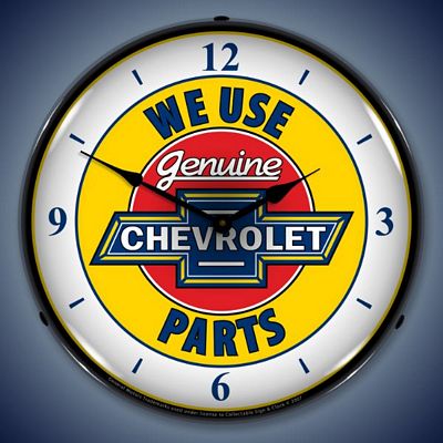 Chevrolet Genuine Parts With Numbers On Face Lighted Wall Clock