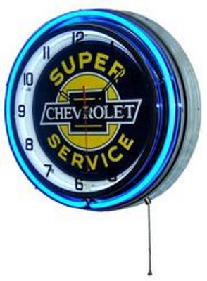 Chevrolet Service Double Neon Wall Clock