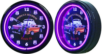 Get Your Kicks On Route 66 Neon Wall Clock