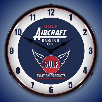 Gulf Aircraft Engine Oil Lighted Wall Clock