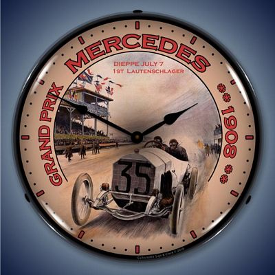 Grand Prix Mercedes Benz Lighted Wall Clock