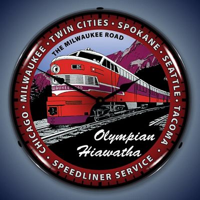Olympian Hiawatha Train Lighted Wall Clock