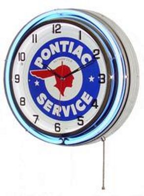 Pontiac Service Double Neon Wall Clock