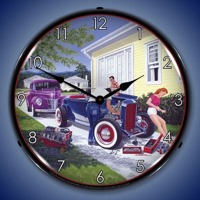 Bruce Kaiser Shade Tree Mechanic Lighted Wall Clock