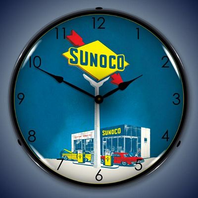 Sunoco Gas Lighted Wall Clock
