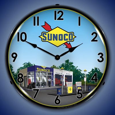 Sunoco Gas Station Lighted Wall Clock