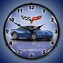 C6 Corvette Jet Stream Blue Lighted Wall Clock