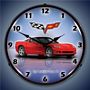 C6 Corvette Torch Red Lighted Wall Clock