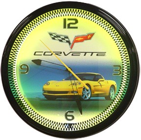 Corvette C6 Yellow Neon Wall Clock