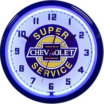Chevy Super Service Neon Wall Clock