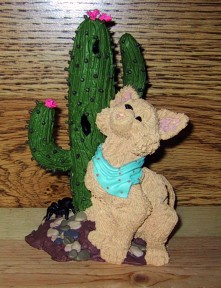 Coyote And Cactus Figurine