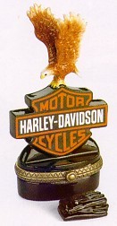 Harley-Davidson Logo With Gloves Set Porcelain Hinged Box