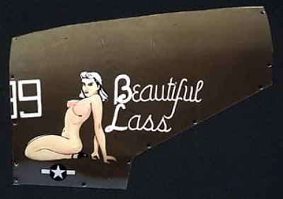 P-38 Beautiful Lass Aluminum Aircraft Nose Art Panel