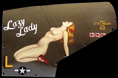 P-38 Lazy Lady Aluminum Aircraft Nose Art Panel