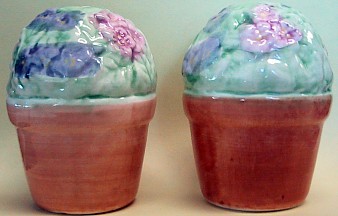 Violet Flowers In Pot Salt And Pepper Shakers