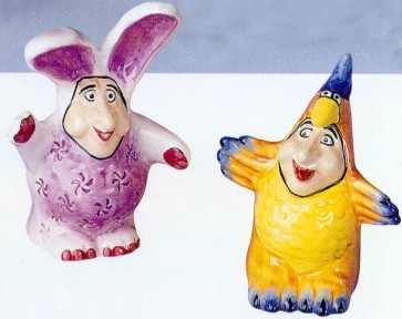 Rabbit And Rooster People Salt And Pepper Shakers