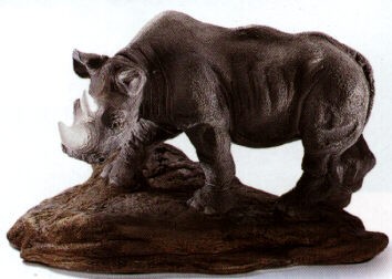 Rhinoceros White Medium Large Figurine