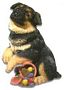 German Shepherd With Flower Pot Puppy Dog Figurine